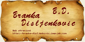 Branka Dišljenković vizit kartica
